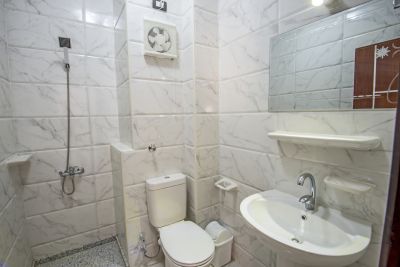 Bathroom with decorative tiling